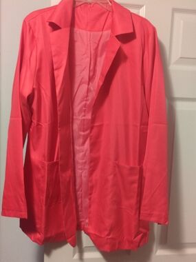 Women's Coral Open Blazer with Patch Pockets